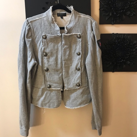 Silver Jeans Jackets & Blazers - Grey jersey military jacket with metal buttons